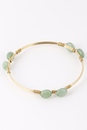 Double Stone Bead Wired Bangle Bracelet 5ECJ4